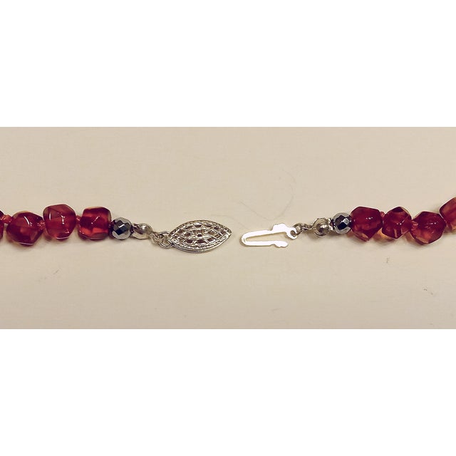 Metal 16" Graduated Faceted Baltic Amber Necklace With Sterling Silver Clasp For Sale - Image 7 of 12