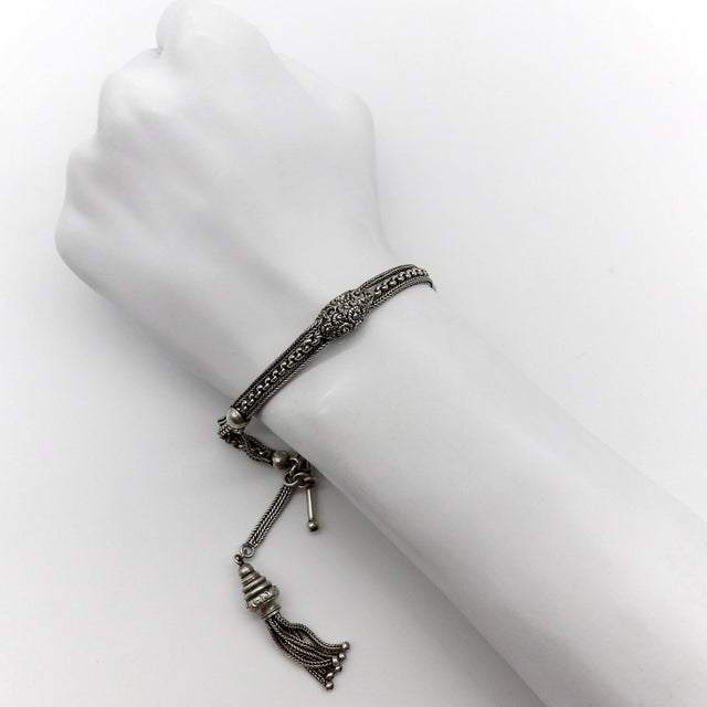 Late 19th Century Sterling Silver Victorian Albertina Watch Fob Chain and Bracelet For Sale - Image 9 of 9