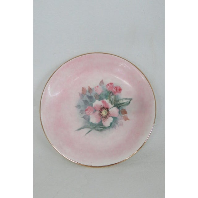 Mid 20th Century Porcelain Trinket Dishes Set of 7 With Hand Painted Flowers and Gold Trim For Sale - Image 11 of 12