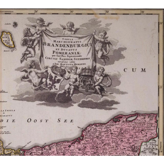 Traditional Germany, Including Frankfurt and Berlin: 18th Century Hand-Colored Homann Map For Sale - Image 3 of 5