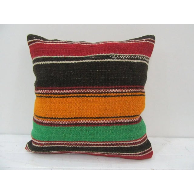 Handwoven Colorful Turkish Kilim Pillow Cover For Sale - Image 4 of 4
