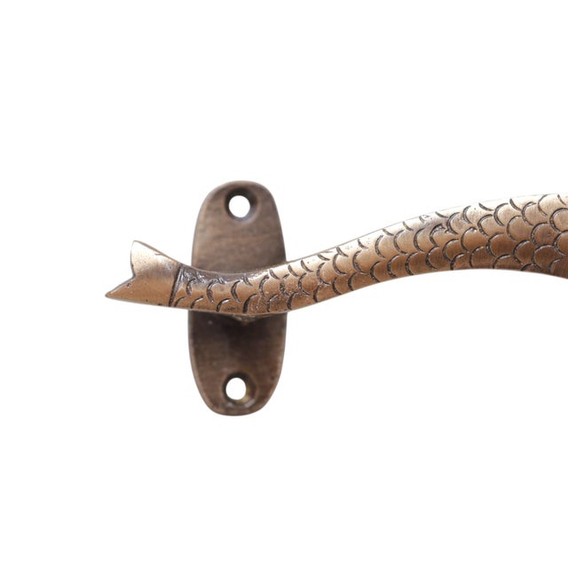 2020s Antiqued Brass Fish Cabinet Pulls, a Pair For Sale - Image 5 of 5