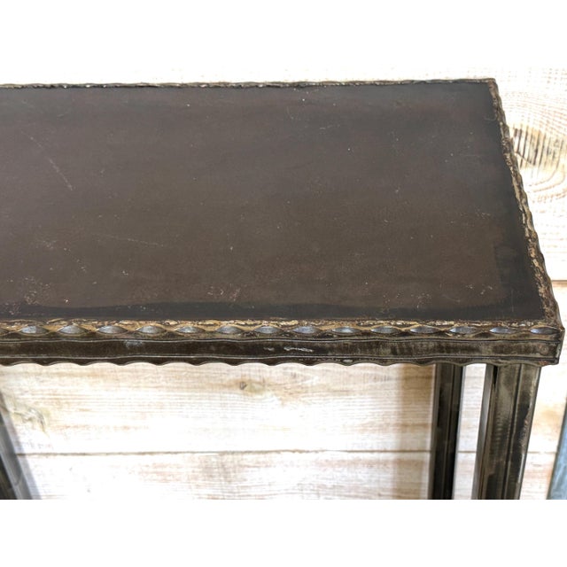 Brown Modernist Forged & Engraved Iron Rectangular Pedestal For Sale - Image 8 of 18