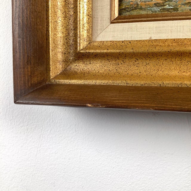 Gold Signed Mid-Century European Impressionist Landscape Oil Painting in Gilt Frame For Sale - Image 8 of 12