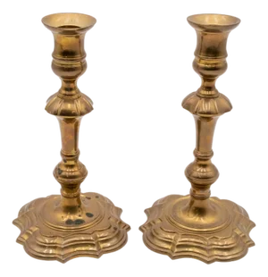 Pair of Mottahedeh Brass Winterthur Candlesticks