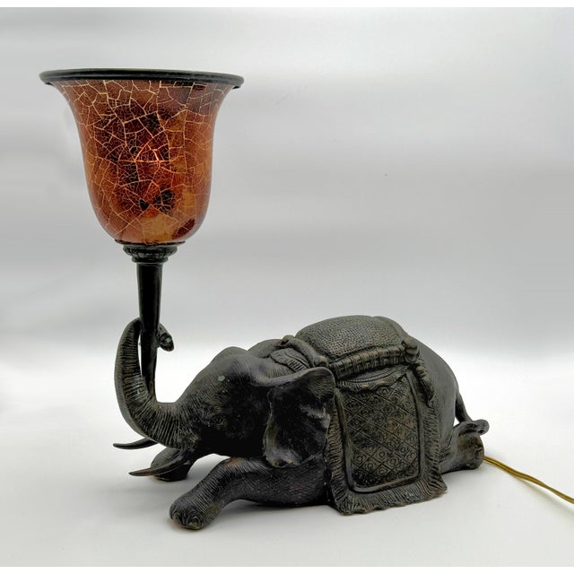 English Maitland Smith Bronze Elephant Lamp For Sale - Image 3 of 6