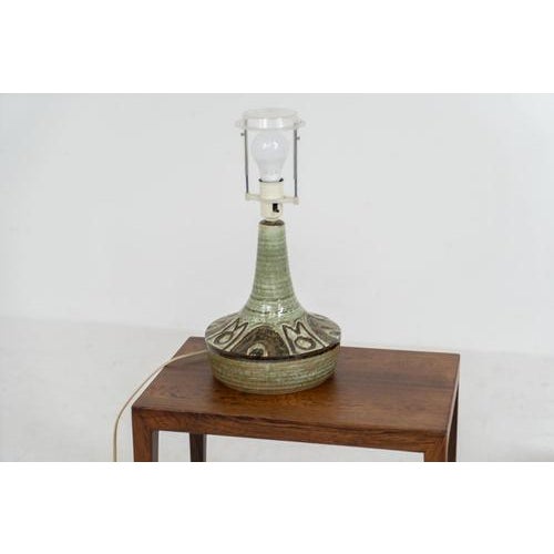 Textile Ceramic Table Lamp by Søholm for Bornholmsk For Sale - Image 7 of 9