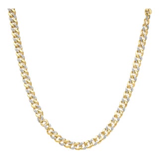 14K Yellow Gold Plated .925 Sterling Silver 1.0 Cttw Diamond Cuban Link Necklace (I-J Color, I3 Clarity) - 18" Inches For Sale