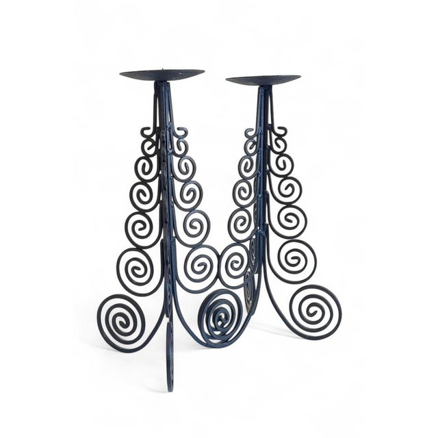 Large Spanish Cortijo Style Black Forged Iron Candelabras, Spain, 1970s, Set of 2 For Sale - Image 15 of 18