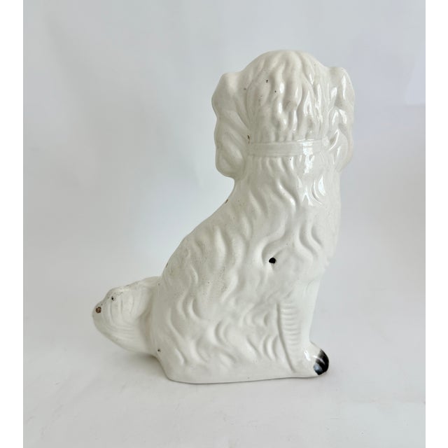Antique 19th C White Staffordshire Spaniel Mantel Dogs - A Pair For Sale - Image 10 of 18