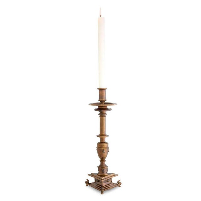 Antique Candleholder with Gold Finish, Set of 2 For Sale - Image 3 of 11
