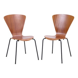Teak Plywood Chairs, Set of 2 For Sale