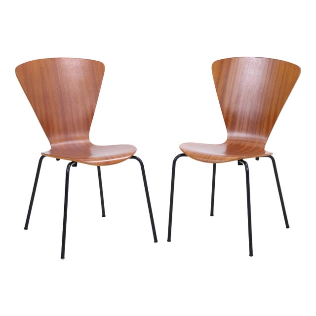 Teak Plywood Chairs, Set of 2 For Sale