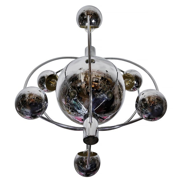 1970s Mid-Century Modern Space Age Italian Chrome Chandelier, 1960 For Sale - Image 5 of 7
