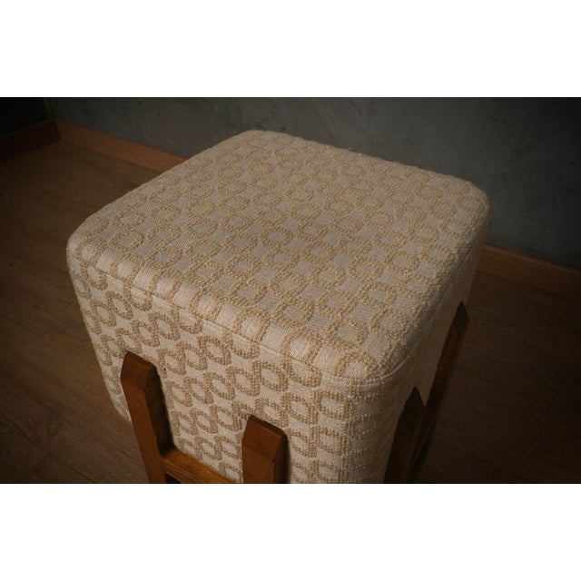 Beige Art Deco Pouf in Wood and White Cream, 1990 For Sale - Image 8 of 11