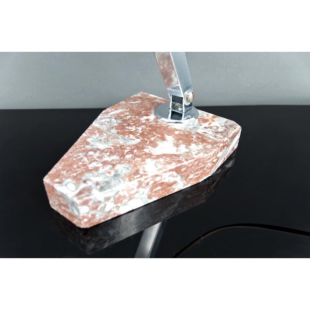 Art Deco Modernist Desk Lamp in Chrome, Aluminum and Marble, France, 1930s For Sale - Image 12 of 17
