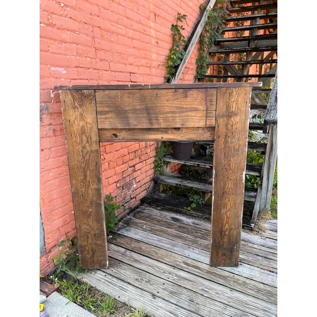 Early 20th Century Antique Rustic Colonial Style Heart Pine Fireplace Mantel  | Chairish