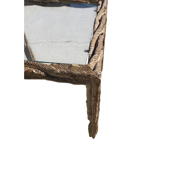 Vintage Carved Faux Bois Mid Century Side Table Hollywood Regency Carved Wood For Sale - Image 14 of 18