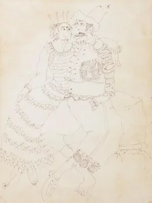 Jorge Barradas, Couple, Mixed Media on Paper