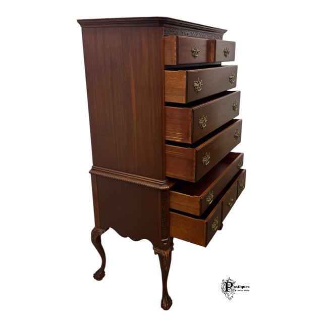 Vintage Northern Furniture Company Regency Style Mahogany Highboy / Chest of Drawers For Sale - Image 9 of 12