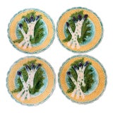 Antique French Barbotine Majolica Asparagus Plates, Circa 1880–1900 - Set of Four For Sale