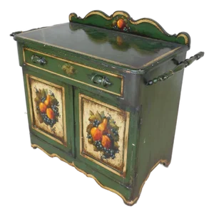 Antique Signed Peter Ompir Hand Paint Wash Stand 37"w