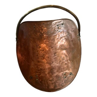 Vintage Copper and Brass Firewood or Magazines Holder Measures 14 5/8”Width X 21 1/4”Long 17” High Footed For Sale