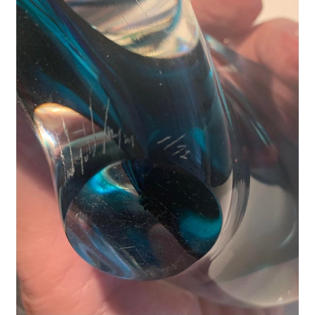 1990s David Goldhagen Free Form Art Glass Sculpture Signed and Numbered For Sale - Image 5 of 8