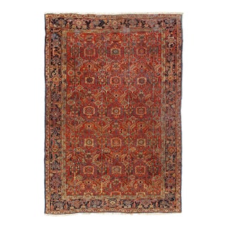 Pasargad DC Rust Antique Handmade Heriz Serapi Rug For Sale