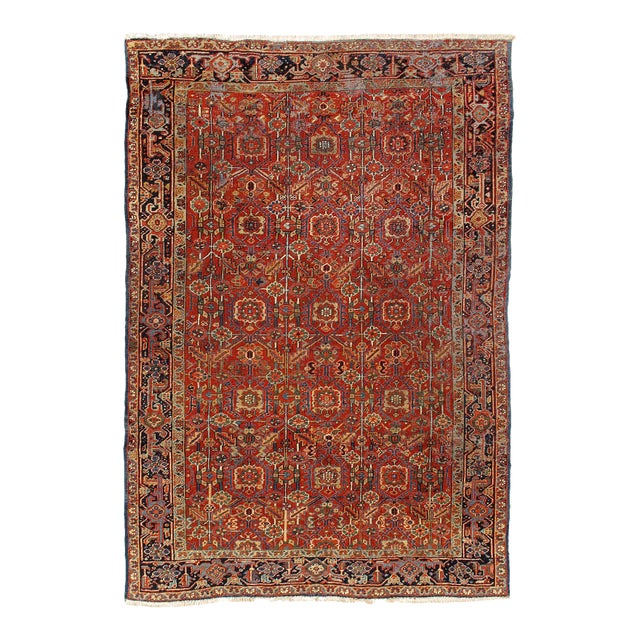 Pasargad DC Rust Antique Handmade Heriz Serapi Rug For Sale