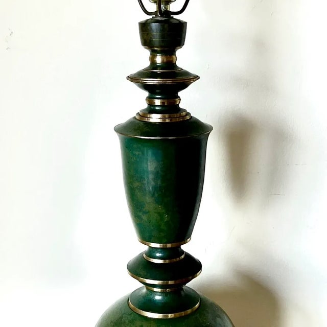 Vintage Table Lamps in Green Metal With Gold, Attributed to Carl Sorensen, a Pair A wonderful pair of bronze and copper...