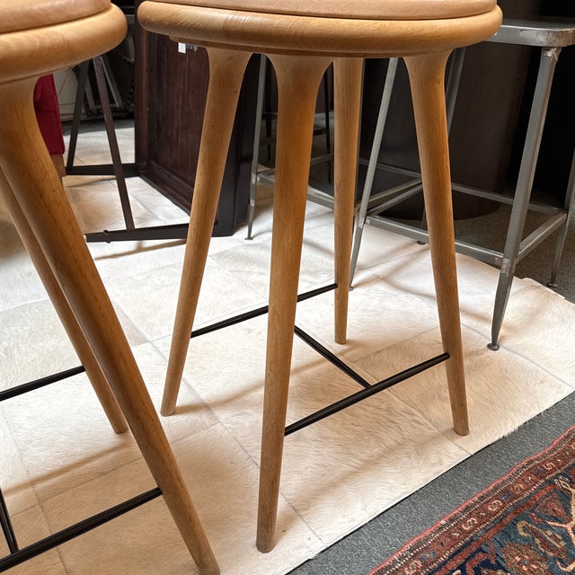 Space Copenhagen for Mater Soaped Oak Wood Counter Stools, Pair For Sale - Image 12 of 12