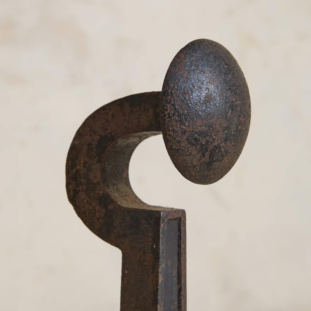 Metal Pair of French Wrought-Iron Andirons, 1930s For Sale - Image 7 of 9