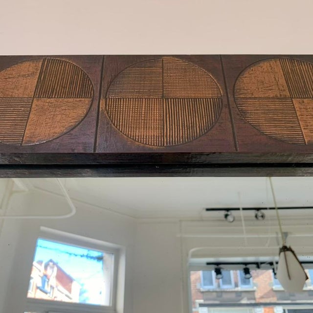 Brown Wall Mirror by Sant'ambrogio & De Berti, Italy, 1960s For Sale - Image 8 of 14