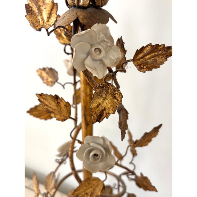 1940s Mid 20th Century Gilt Leaf Boudoir Lamp With Marble Base, Newly Rewired For Sale - Image 5 of 16