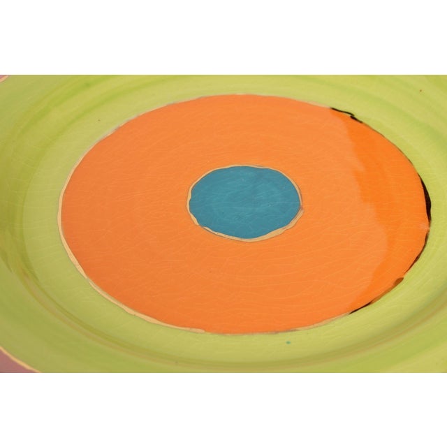 Set of Three Glazed Ceramic Concentric Circle Plates With Gold Leaf Details Signed For Sale - Image 10 of 14