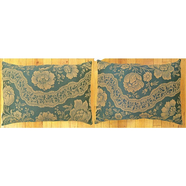 A pair of vintage decorative pillows with floral chinoiserie; size 1’9" x 1’3” Each. A vintage decorative pillows with...