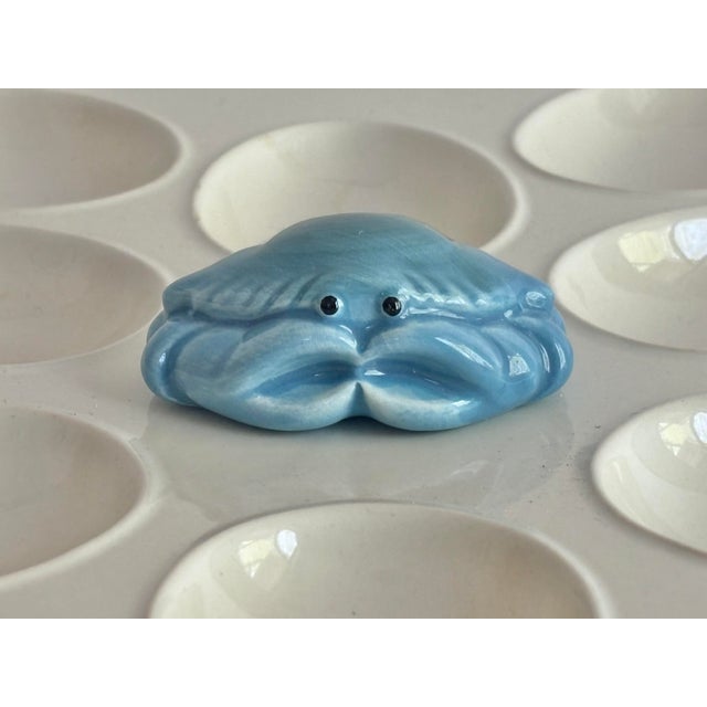 Contemporary Coastal Blue Crab Egg Platter For Sale - Image 3 of 6