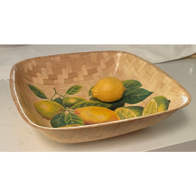 Vintage Citrus Chic Lemon and Lime Woven Bamboo Bowl For Sale - Image 9 of 9