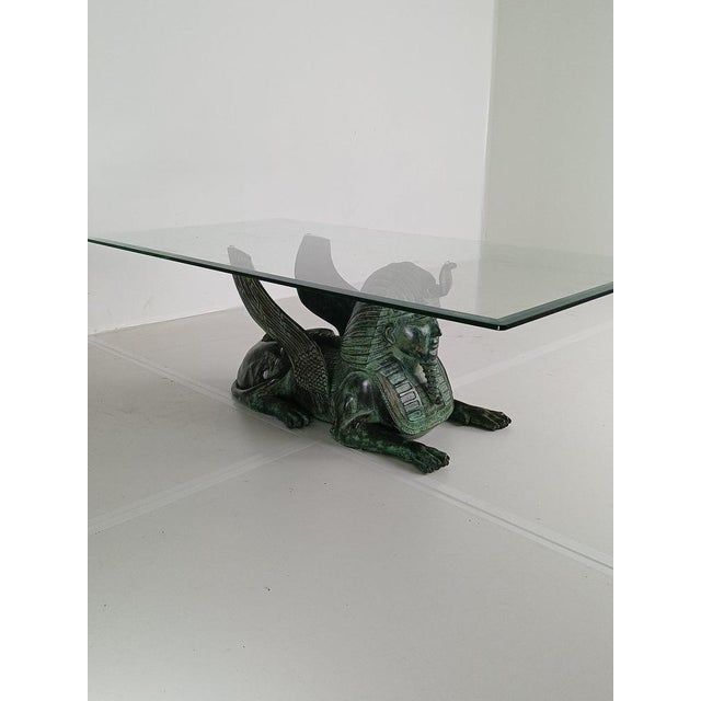 Bronze Sphinx Table with Glass Top For Sale - Image 17 of 18
