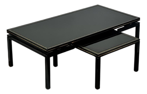 Vintage Black Glass Nesting Table by Pierre Vandel, 1970s, Set of 2