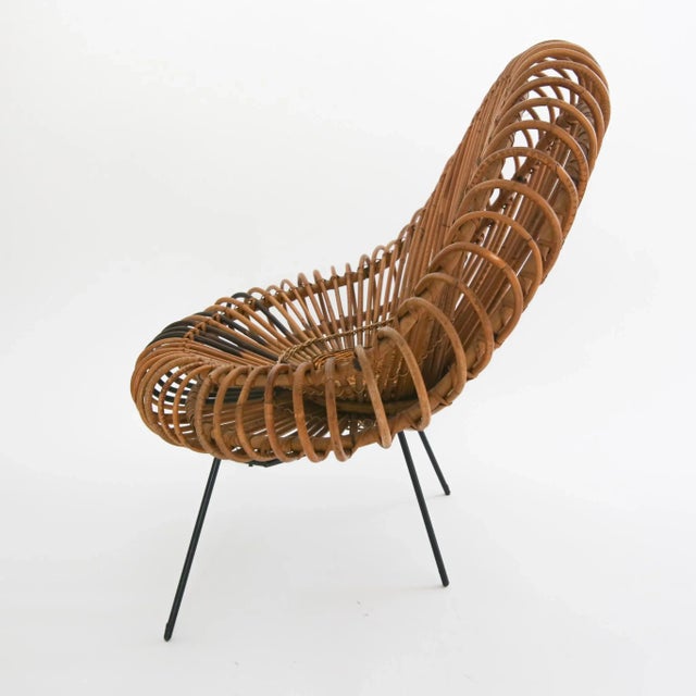 Rougier Janine Abraham and Dirk Jan Rol Rattan Lounge Chair for Rougier C. 1950's For Sale - Image 4 of 13