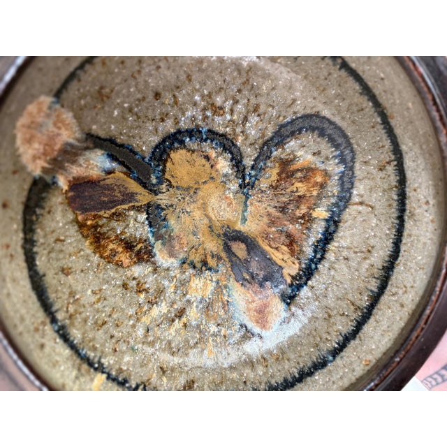 Mid-Century Modern 1970s Blue & Brown Large Studio Art Ceramic Bowl, 12”, Signed For Sale - Image 3 of 7