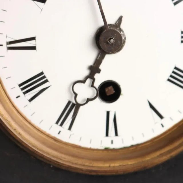 Antique Desk Clock in Black Marble, Metal and Glass, 19th Century For Sale - Image 4 of 11