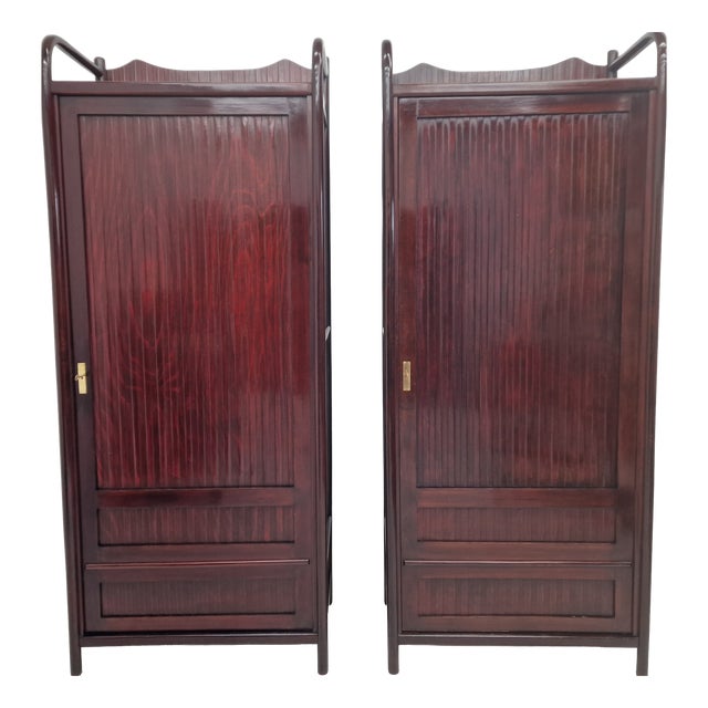 Antique Model No. 60 Wardrobes from Jacob & Josef Kohn, 1890s, Set of 2 For Sale