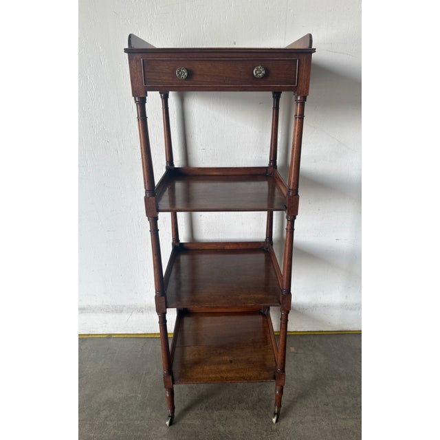 Early 19th Century English Whatnot With Single Drawer ca. 1820 Fine Mahogany wood with top drawer and four (4) shelves...