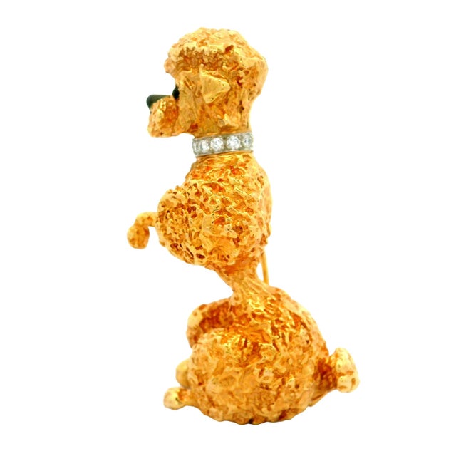 Contemporary Ruser Diamond 14k Gold Poodle Dog Brooch For Sale - Image 3 of 9