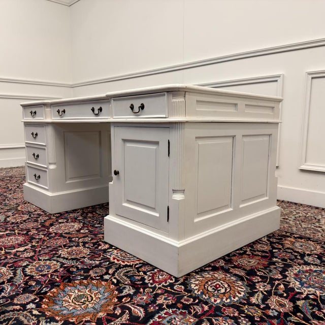 Classic English White Desk with Desk Chair, Set of 2 For Sale - Image 6 of 18