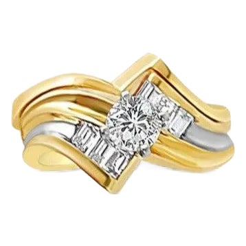 Diamond Wedding Ring Set .75cttw 14k Two-Toned Gold, Size 4 For Sale