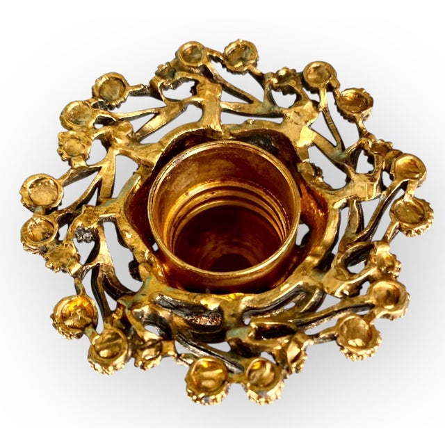 Vintage MCM German Gold Plated Ormolu Perfume Bottle Mulberry Tree Stopper For Sale - Image 10 of 16